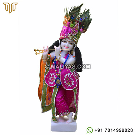 Iskcon Marble Krishna Statue with shringar