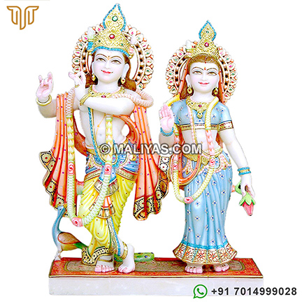 Krishna Radha Statue from makrana White Marble