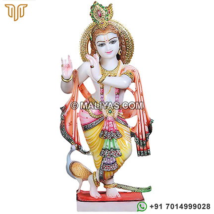 Krishna playing Flute carved from marble
