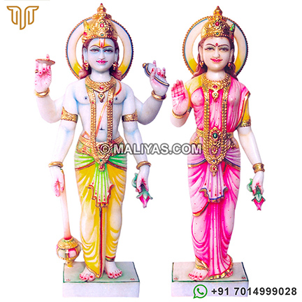 Laxmi Narayan Statue from White Marble