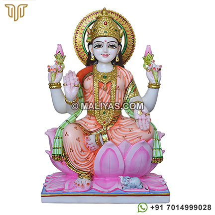 Laxmi Statue Seated on lotus flower