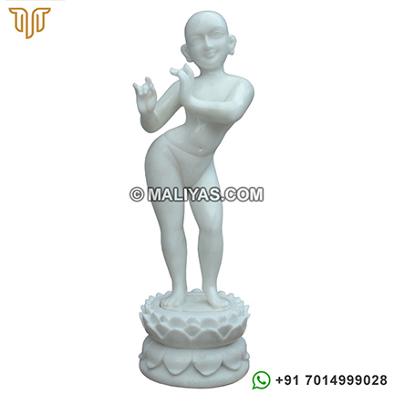 Lord Isckon Krishna Spotless White Marble Moorti