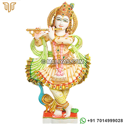 Lord Krishna playing Flute carved from marble