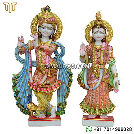 Lord Shri Radha Krishna Murti with painting