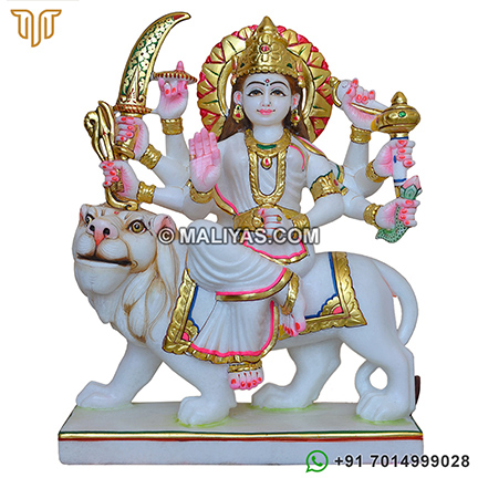 Maa Durga on Lion from Makrana Marble