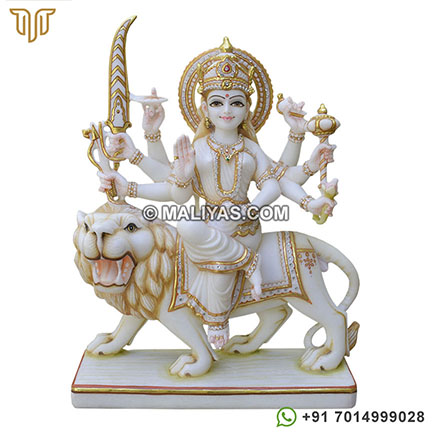 Maa Durga on Lion from Makrana Marble