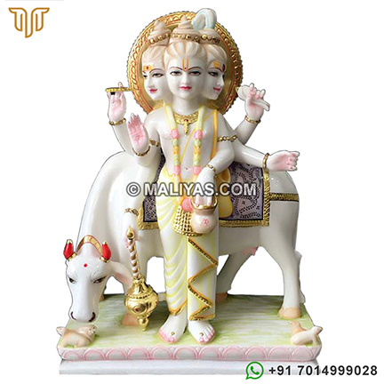 Marble Dattatreya Standing with Cow