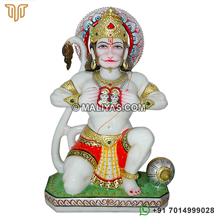 Marble Hanuman Shows In Heart Sita and Rama