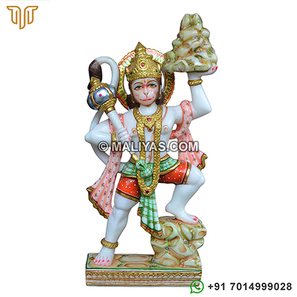 Marble Hanuman Statue carrying Mountain