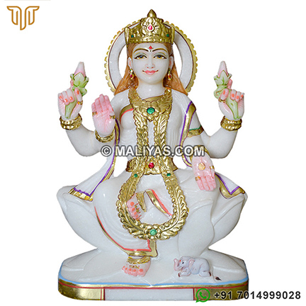 Marble Laxmi mata Statue on lotus