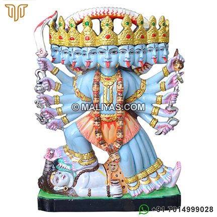 Marble Maa Kali Statue with ten hands