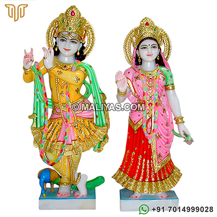 Marble Radha Krishna Murti carved from Jaipur