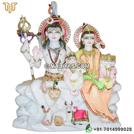 Marble Shiv Parvati Statue