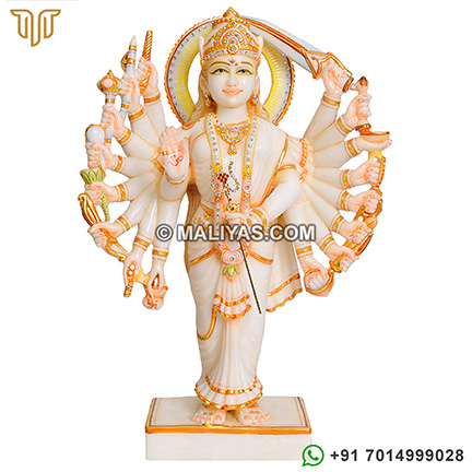 Marble Standing Durga Statue