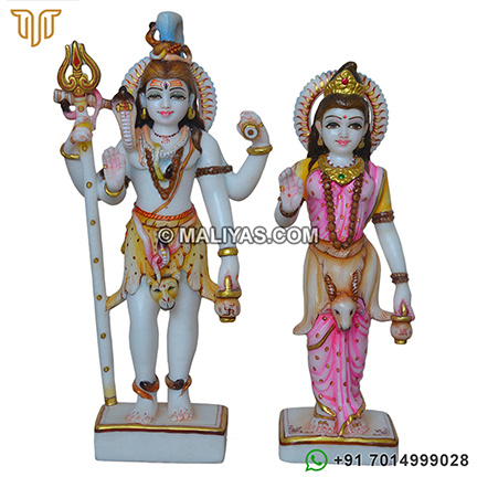 Marble Standing Shiva Parvati Statue