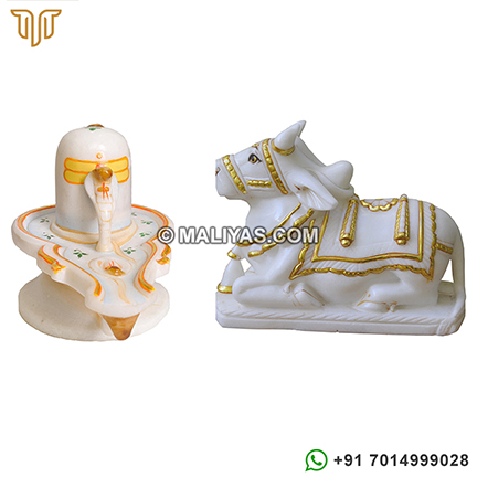 Marble Statue of Nandi and Shivling
