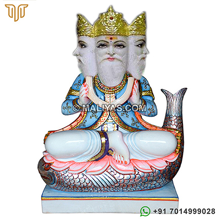 Marble jhulelal Statue with 3 faces
