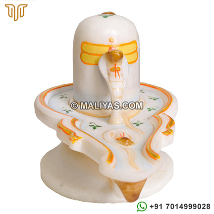 Marble shivling statue with beautiful painting work