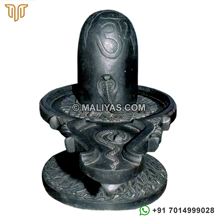 Marble shivling statue with leaf carving work