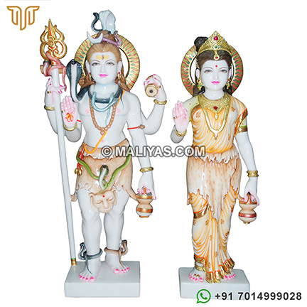 Marble standing shiv parvati murti