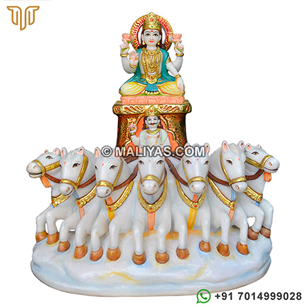 Multi Colored Marble Surya bhagavan Morti