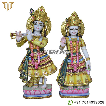 Multicolourful piece of Lord Krishna Radha from Marble