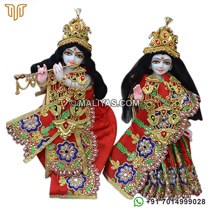 Pure White Marble Iskcon Radha Krishna statue