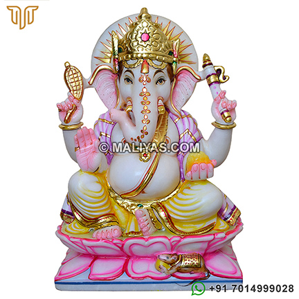 Pure white marble ganesh statue