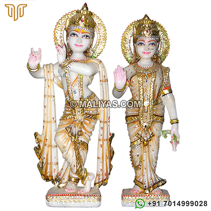 Radha Krishna Murti from White Marble stone