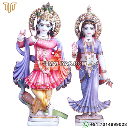 Radha Krishna Pair from Marble Stone