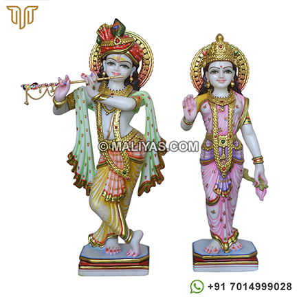 Radha Krishna Pair from Marble Stone