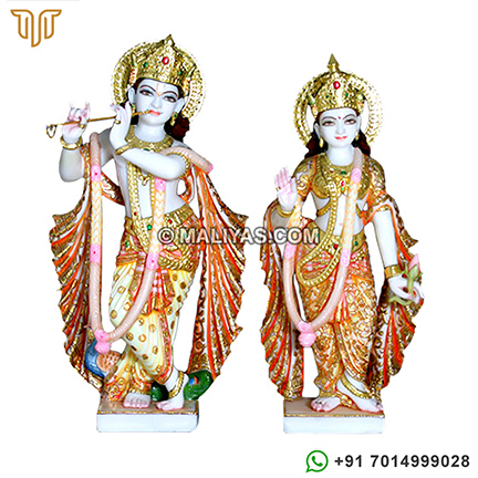 Radha Krishna Statue from Spotless White Marble