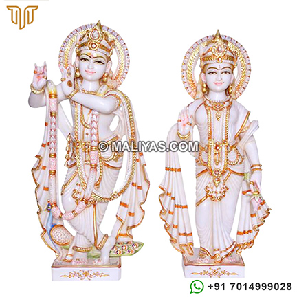 Radha Krishna Statue from Spotless White Marble