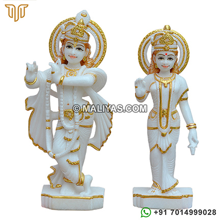 Radha Krishna White Stone Murti