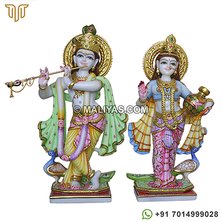 Radha Krishna carved in marble stone