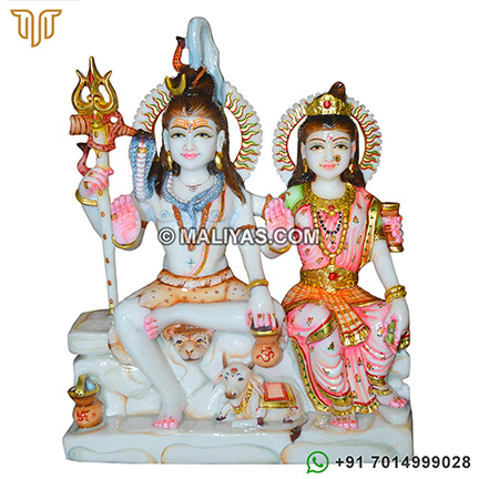 Shankar Parvati Hindu marble Statues