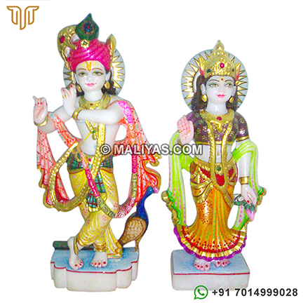 Small Marble Radha Krishna Statue