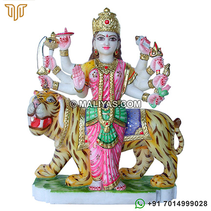 Standing Durga statue Carved out in Marble