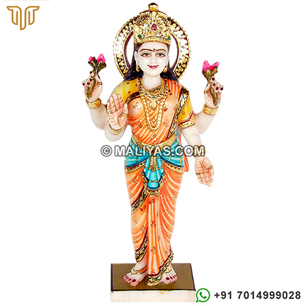 Standing Laxmi statue carved out from marble