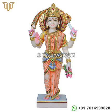 Standing Santoshi Ma statue carved out from marble