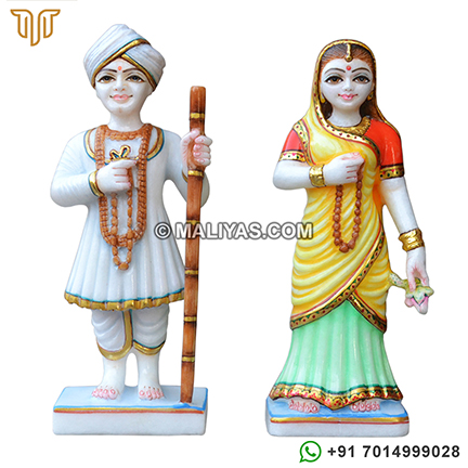 Superior quality Marble Jalaram and Virbai Statue