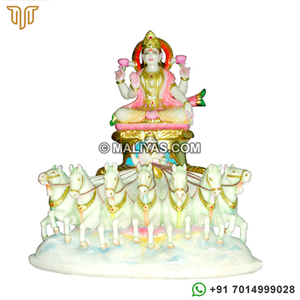 Surya Statue from White Marble