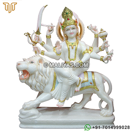 Unique Marble Durga Statue