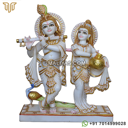 Unique Radha Krishna Statue from White Marble