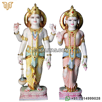 Vishnu Laxmi Murti from makrana marble statue