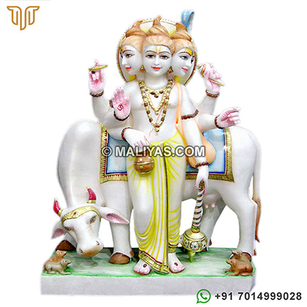 White Dattatreya Marble Statue in Jaipur