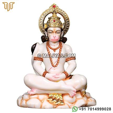 White Makrana Lord Hanuman ji statue