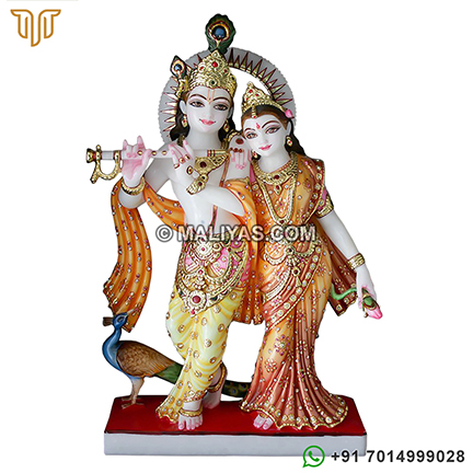 White Makrana Marble Radha Krishna Statue