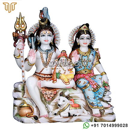 White Makrana Marble Shiva privar statue