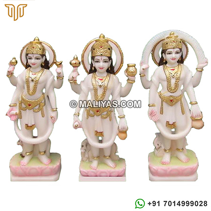 White Makrana Marble Yam Kuber Varun Statue